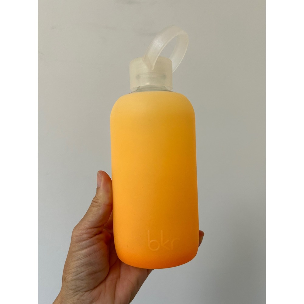 Rare Bkr Glass Water Bottle Orange Ombre Silicone Sleeve 500mL 16oz
